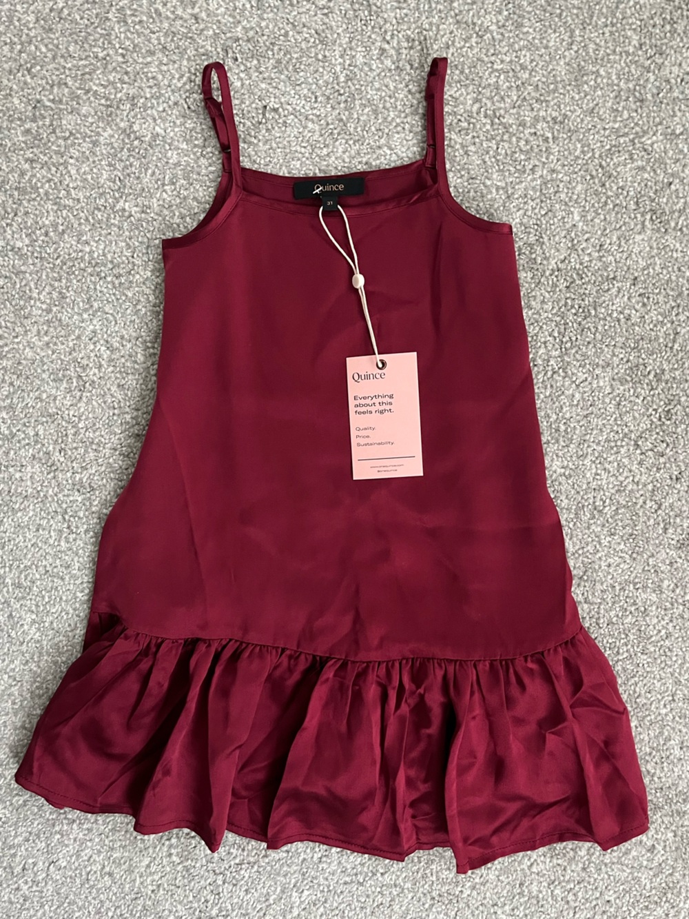 NWT Quince Washable Silk Burgundy Sleeveless Dress for Girls Size 3T